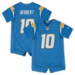 Infant Los Angeles Chargers Justin Herbert Nike Powder Blue Game Romper Jersey