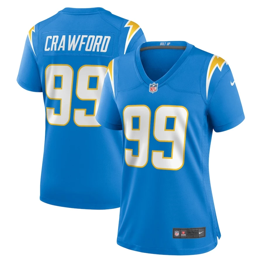 Women's Los Angeles Chargers Aaron Crawford Nike Powder Blue Home Game Player Jersey 2 Women's Los Angeles Chargers Aaron Crawford Nike Powder Blue Home Game Player Jersey - Image 2