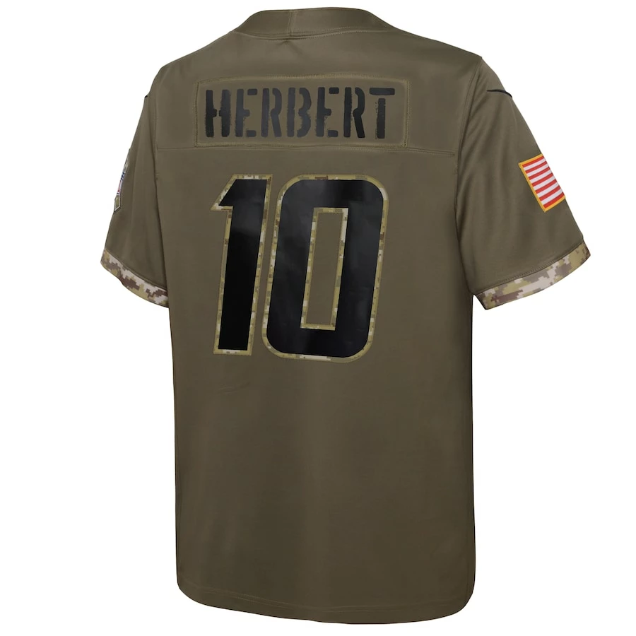 Youth Los Angeles Chargers Justin Herbert Nike Olive 2022 Salute To Service Player Limited Jersey 4 Youth Los Angeles Chargers Justin Herbert Nike Olive 2022 Salute To Service Player Limited Jersey - Image 4