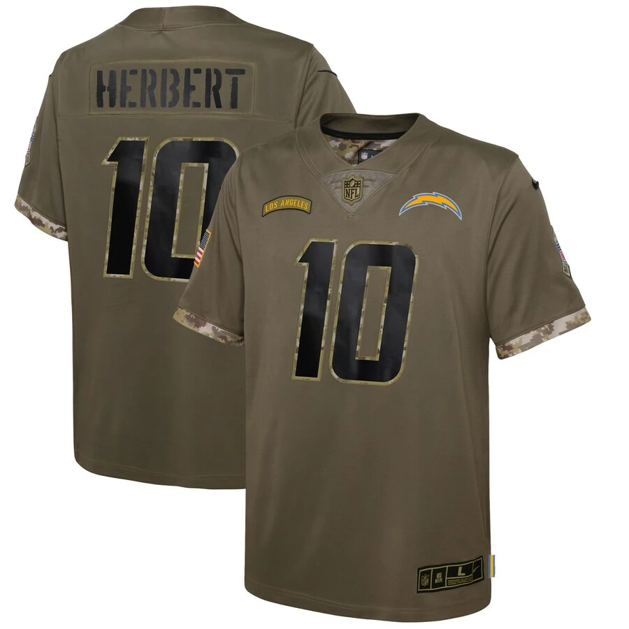 Youth Los Angeles Chargers Justin Herbert Nike Olive 2022 Salute To Service Player Limited Jersey 1 Youth Los Angeles Chargers Justin Herbert Nike Olive 2022 Salute To Service Player Limited Jersey