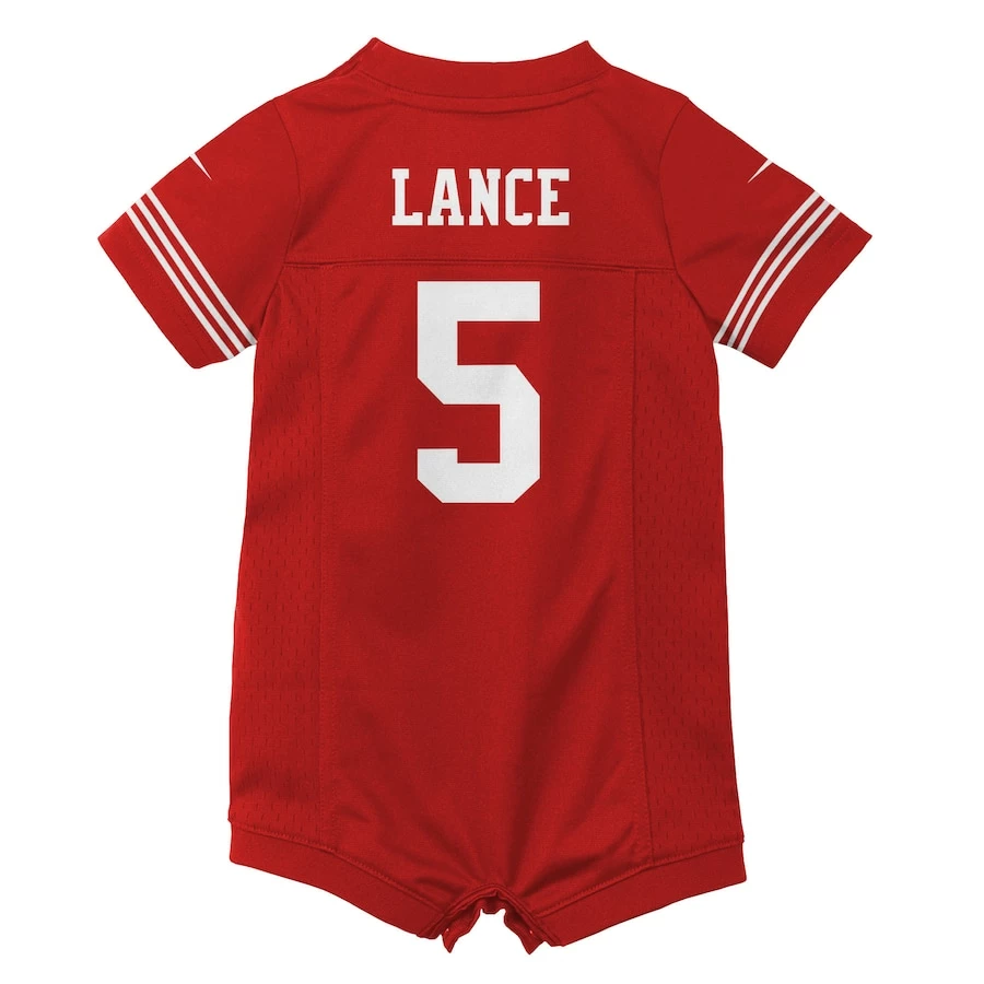 Infant San Francisco 49ers Trey Lance Nike Scarlet Romper Game Jersey 4 Infant San Francisco 49ers Trey Lance Nike Scarlet Romper Game Jersey - Image 4