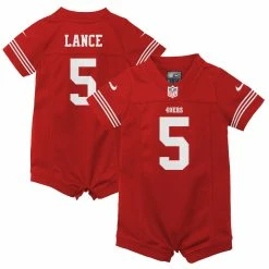 Infant San Francisco 49ers Trey Lance Nike Scarlet Romper Game Jersey