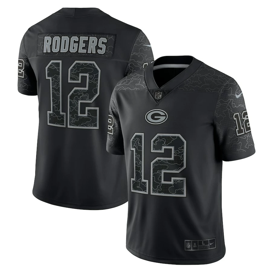 Men's Green Bay Packers Aaron Rodgers Nike Black RFLCTV Limited Jersey 2 Men's Green Bay Packers Aaron Rodgers Nike Black RFLCTV Limited Jersey - Image 2