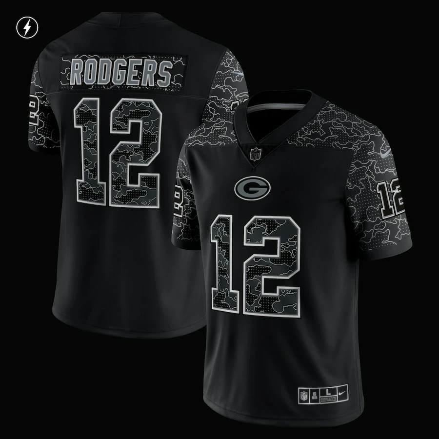 Men's Green Bay Packers Aaron Rodgers Nike Black RFLCTV Limited Jersey 3 Men's Green Bay Packers Aaron Rodgers Nike Black RFLCTV Limited Jersey - Image 3