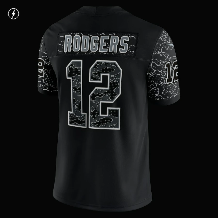 Men's Green Bay Packers Aaron Rodgers Nike Black RFLCTV Limited Jersey 7 Men's Green Bay Packers Aaron Rodgers Nike Black RFLCTV Limited Jersey - Image 7