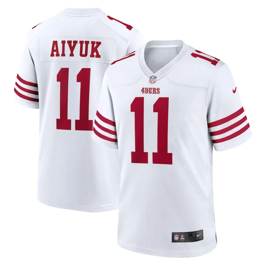 Men's San Francisco 49ers Brandon Aiyuk Nike White Player Game Jersey 1 Men's San Francisco 49ers Brandon Aiyuk Nike White Player Game Jersey
