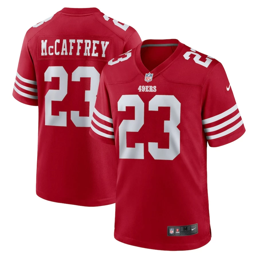 Men's San Francisco 49ers Christian McCaffrey Nike Scarlet Game Player Jersey 2 Men's San Francisco 49ers Christian McCaffrey Nike Scarlet Game Player Jersey - Image 2