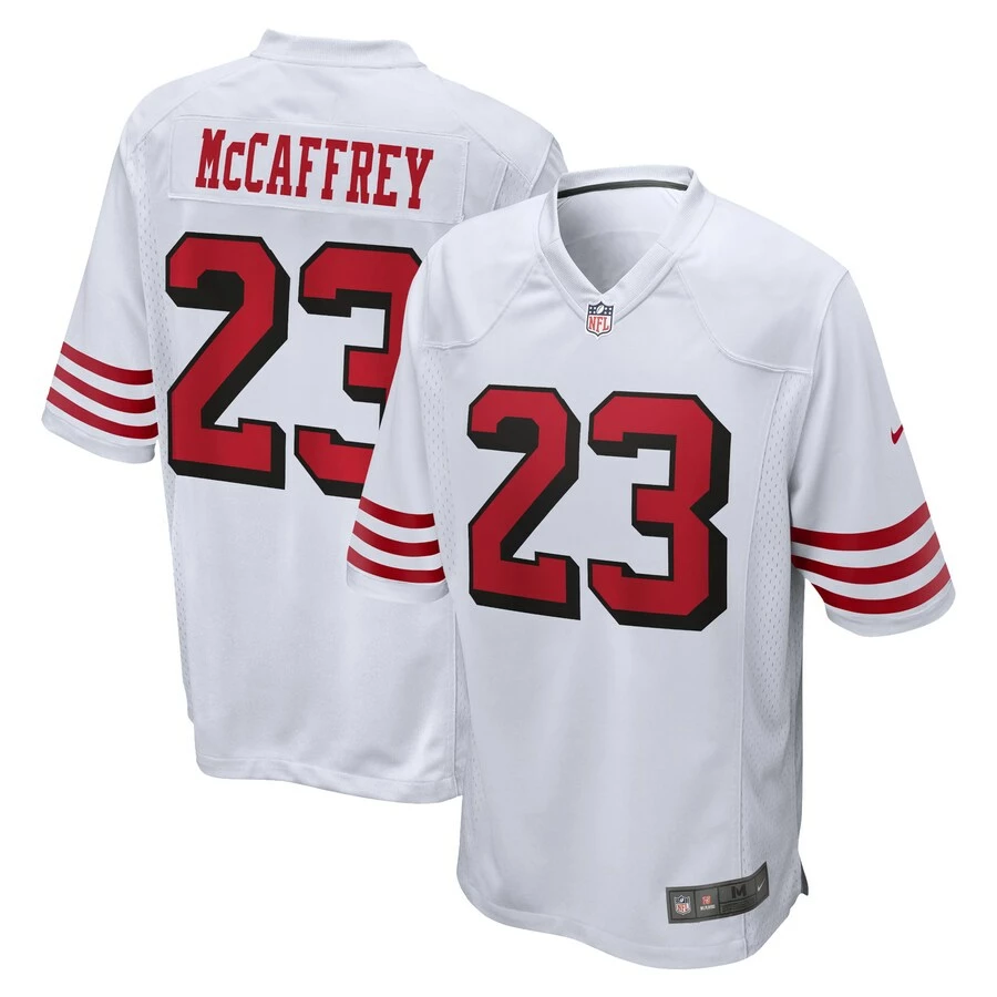Men's San Francisco 49ers Christian McCaffrey Nike White Game Jersey 1 Men's San Francisco 49ers Christian McCaffrey Nike White Game Jersey