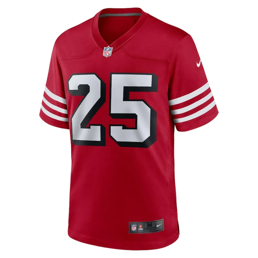 Men's San Francisco 49ers Elijah Mitchell Nike Scarlet Alternate Game Jersey 3 Men's San Francisco 49ers Elijah Mitchell Nike Scarlet Alternate Game Jersey - Image 3