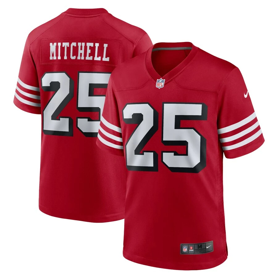 Men's San Francisco 49ers Elijah Mitchell Nike Scarlet Alternate Team Game Jersey 1 Men's San Francisco 49ers Elijah Mitchell Nike Scarlet Alternate Team Game Jersey