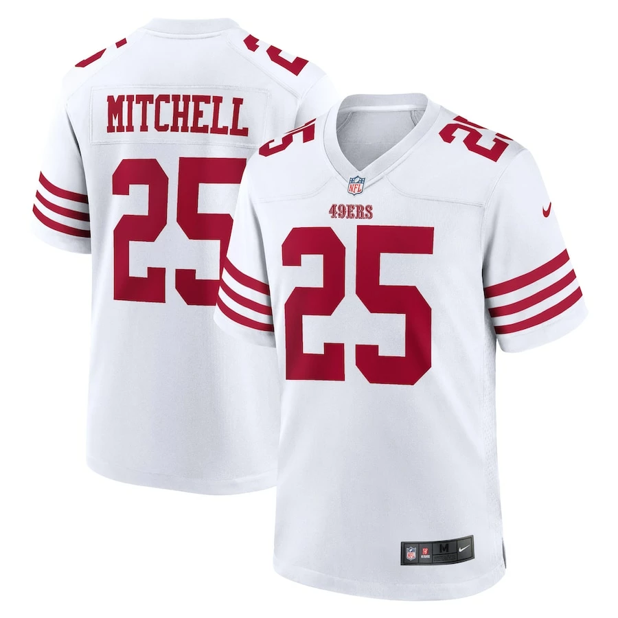 Men's San Francisco 49ers Elijah Mitchell Nike White Player Game Jersey 2 Men's San Francisco 49ers Elijah Mitchell Nike White Player Game Jersey - Image 2