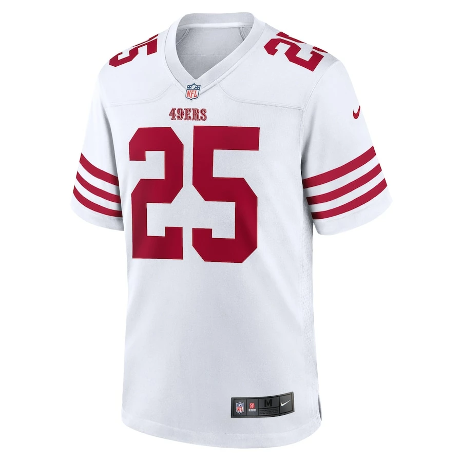 Men's San Francisco 49ers Elijah Mitchell Nike White Player Game Jersey 3 Men's San Francisco 49ers Elijah Mitchell Nike White Player Game Jersey - Image 3