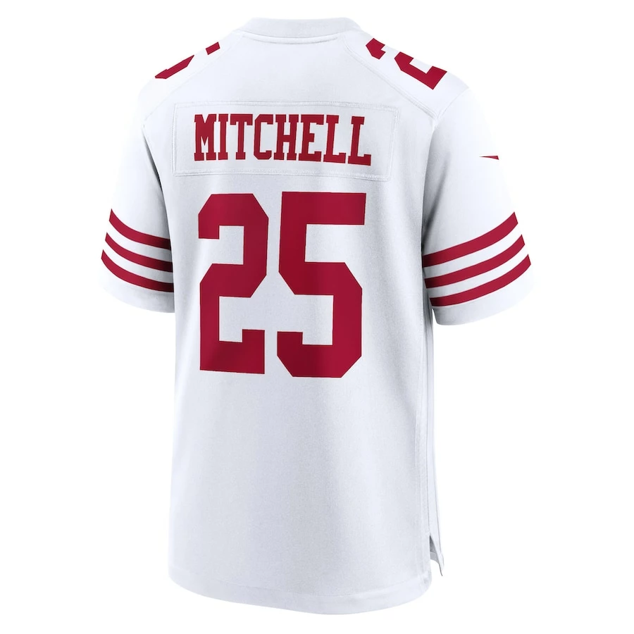 Men's San Francisco 49ers Elijah Mitchell Nike White Player Game Jersey 4 Men's San Francisco 49ers Elijah Mitchell Nike White Player Game Jersey - Image 4