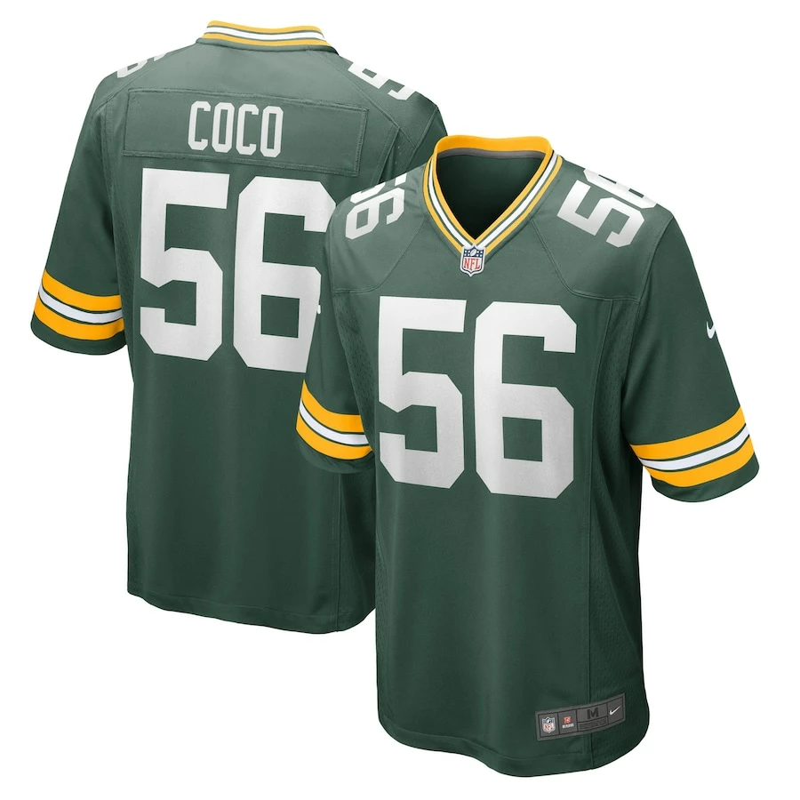 Men's Green Bay Packers Jack Coco Nike Green Game Player Jersey 2 Men's Green Bay Packers Jack Coco Nike Green Game Player Jersey - Image 2