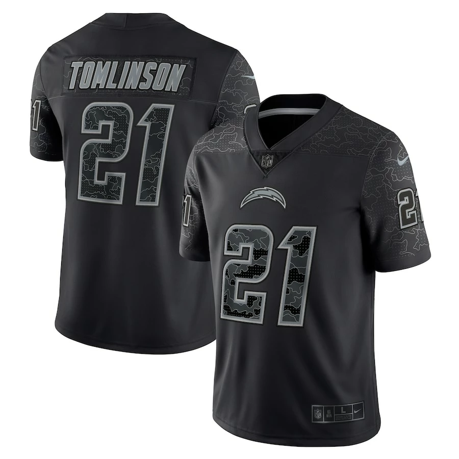 Men's Los Angeles Chargers LaDainian Tomlinson Nike Black Retired Player RFLCTV Limited Jersey 2 Men's Los Angeles Chargers LaDainian Tomlinson Nike Black Retired Player RFLCTV Limited Jersey - Image 2