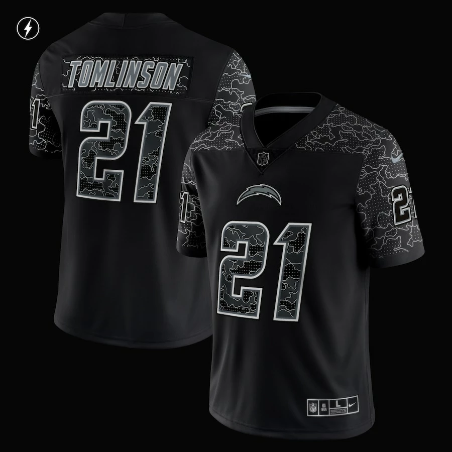 Men's Los Angeles Chargers LaDainian Tomlinson Nike Black Retired Player RFLCTV Limited Jersey 3 Men's Los Angeles Chargers LaDainian Tomlinson Nike Black Retired Player RFLCTV Limited Jersey - Image 3