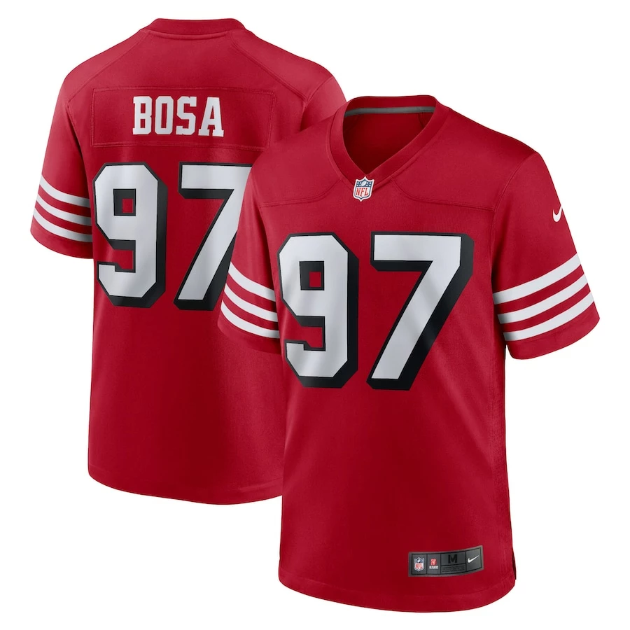 Men's San Francisco 49ers Nick Bosa Nike Scarlet Alternate Game Player Jersey 2 Men's San Francisco 49ers Nick Bosa Nike Scarlet Alternate Game Player Jersey - Image 2