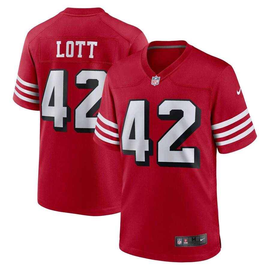 Men's San Francisco 49ers Ronnie Lott Nike Scarlet Retired Alternate Game Jersey 1 Men's San Francisco 49ers Ronnie Lott Nike Scarlet Retired Alternate Game Jersey