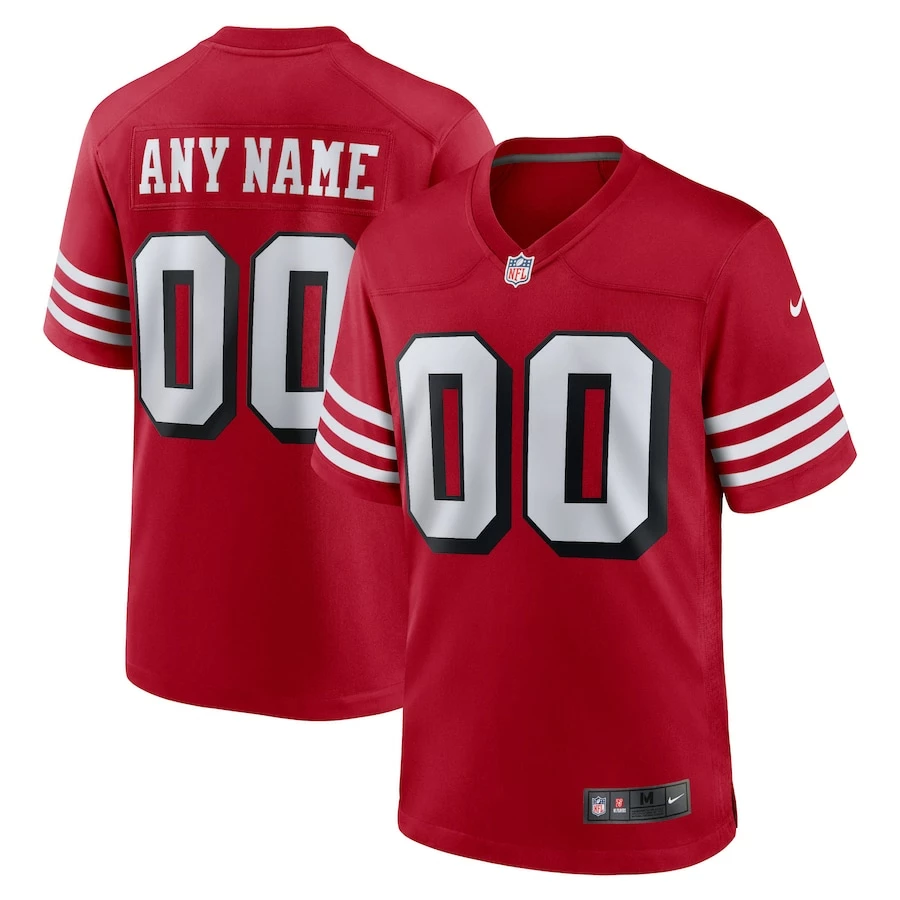 Men's San Francisco 49ers Nike Scarlet Alternate Custom Game Jersey 1 Men's San Francisco 49ers Nike Scarlet Alternate Custom Game Jersey