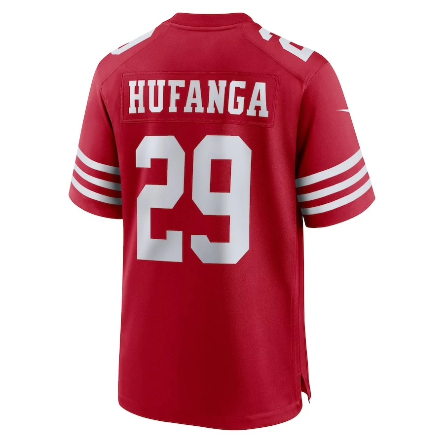 Men's San Francisco 49ers Talanoa Hufanga Nike Scarlet Game Player Jersey 4 Men's San Francisco 49ers Talanoa Hufanga Nike Scarlet Game Player Jersey - Image 4