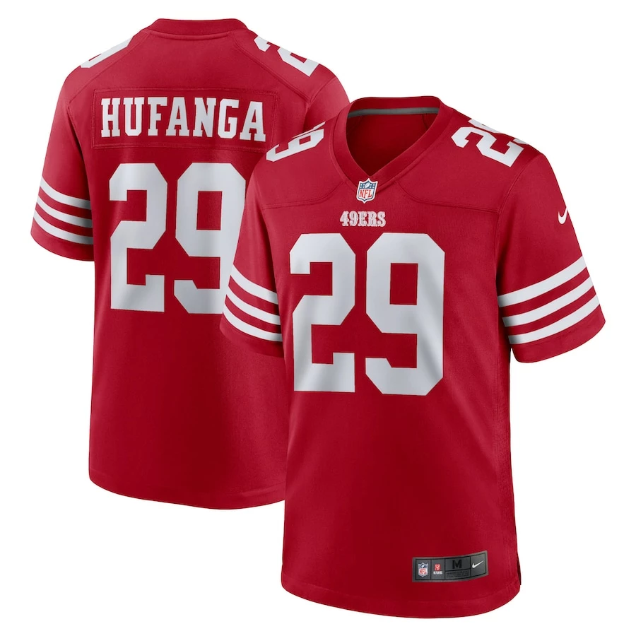 Men's San Francisco 49ers Talanoa Hufanga Nike Scarlet Game Player Jersey 1 Men's San Francisco 49ers Talanoa Hufanga Nike Scarlet Game Player Jersey