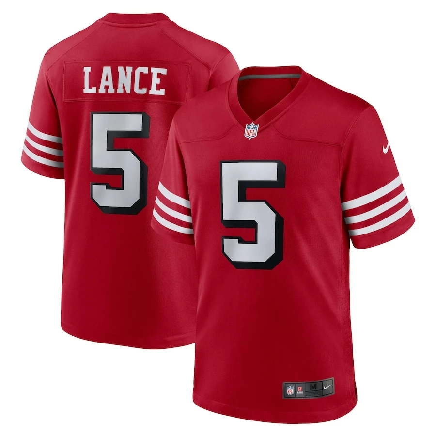 Men's San Francisco 49ers Trey Lance Nike Scarlet Alternate Game Jersey 1 Men's San Francisco 49ers Trey Lance Nike Scarlet Alternate Game Jersey