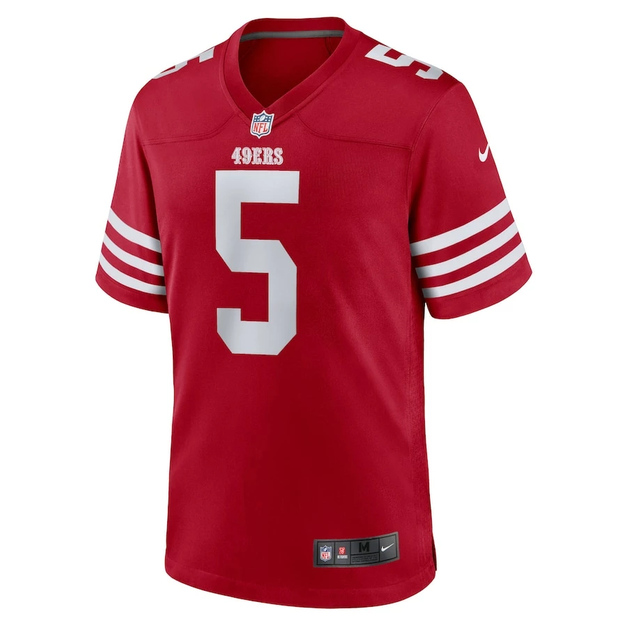Men's San Francisco 49ers Trey Lance Nike Scarlet Team Game Jersey 3 Men's San Francisco 49ers Trey Lance Nike Scarlet Team Game Jersey - Image 3
