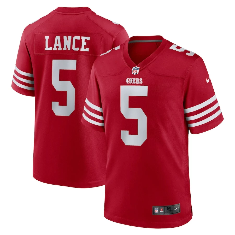 Men's San Francisco 49ers Trey Lance Nike Scarlet Team Game Jersey 1 Men's San Francisco 49ers Trey Lance Nike Scarlet Team Game Jersey
