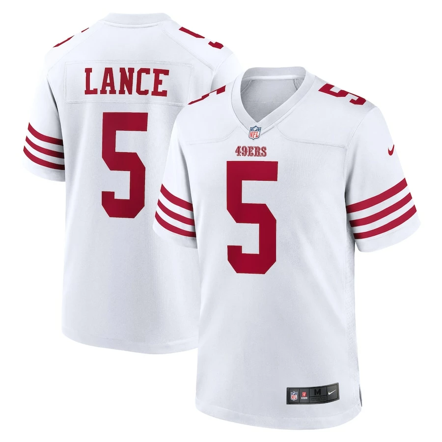 Men's San Francisco 49ers Trey Lance Nike White Player Game Jersey 1 Men's San Francisco 49ers Trey Lance Nike White Player Game Jersey