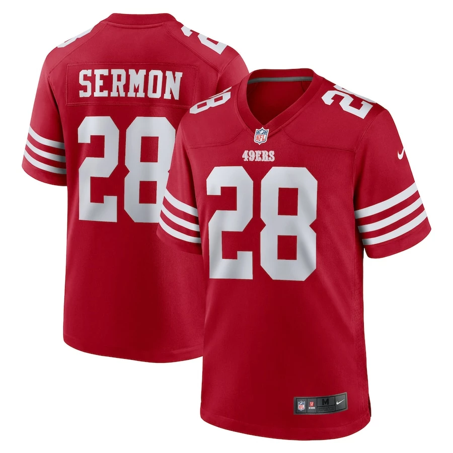 Men's San Francisco 49ers Trey Sermon Nike Scarlet Player Game Jersey 2 Men's San Francisco 49ers Trey Sermon Nike Scarlet Player Game Jersey - Image 2