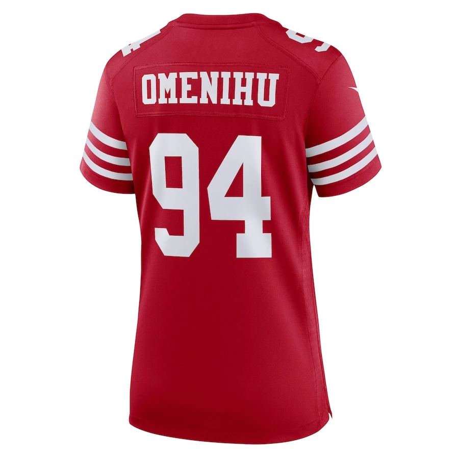 Women's San Francisco 49ers Charles Omenihu Nike Scarlet Game Player Jersey 4 Women's San Francisco 49ers Charles Omenihu Nike Scarlet Game Player Jersey - Image 4