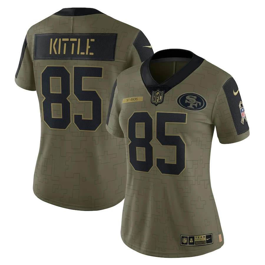 Women's San Francisco 49ers George Kittle Nike Olive 2021 Salute To Service Limited Player Jersey 1 Women's San Francisco 49ers George Kittle Nike Olive 2021 Salute To Service Limited Player Jersey