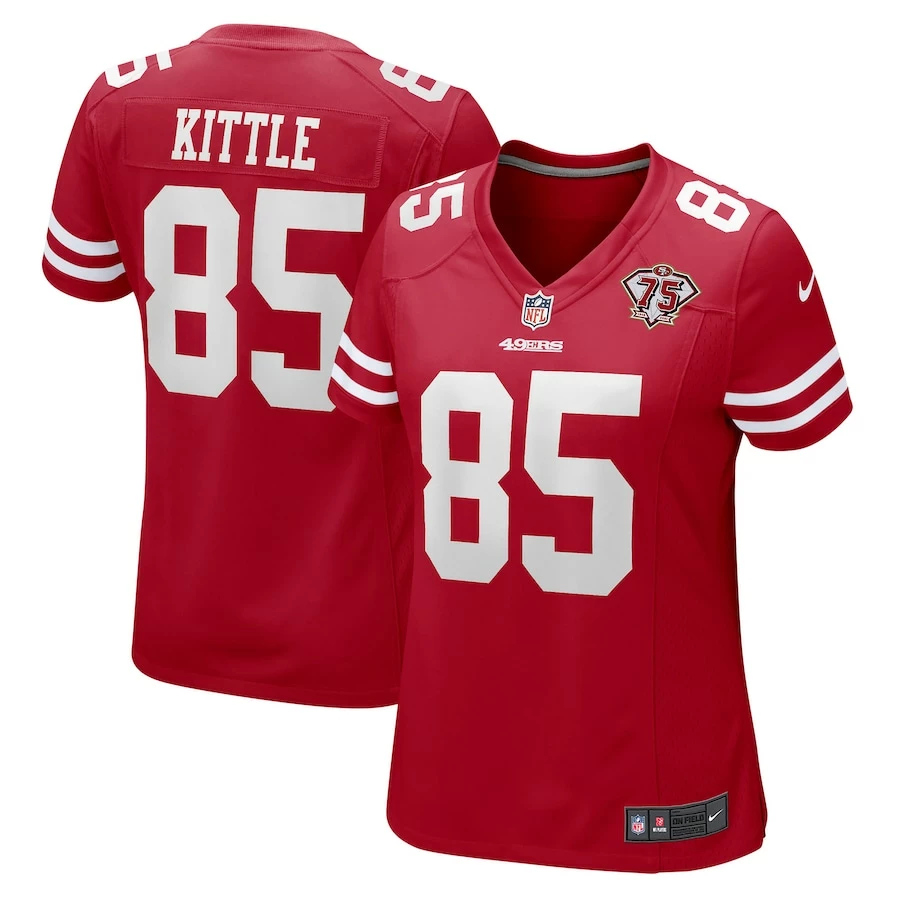 Women's San Francisco 49ers George Kittle Nike Scarlet 75th Anniversary Game Player Jersey 1 Women's San Francisco 49ers George Kittle Nike Scarlet 75th Anniversary Game Player Jersey