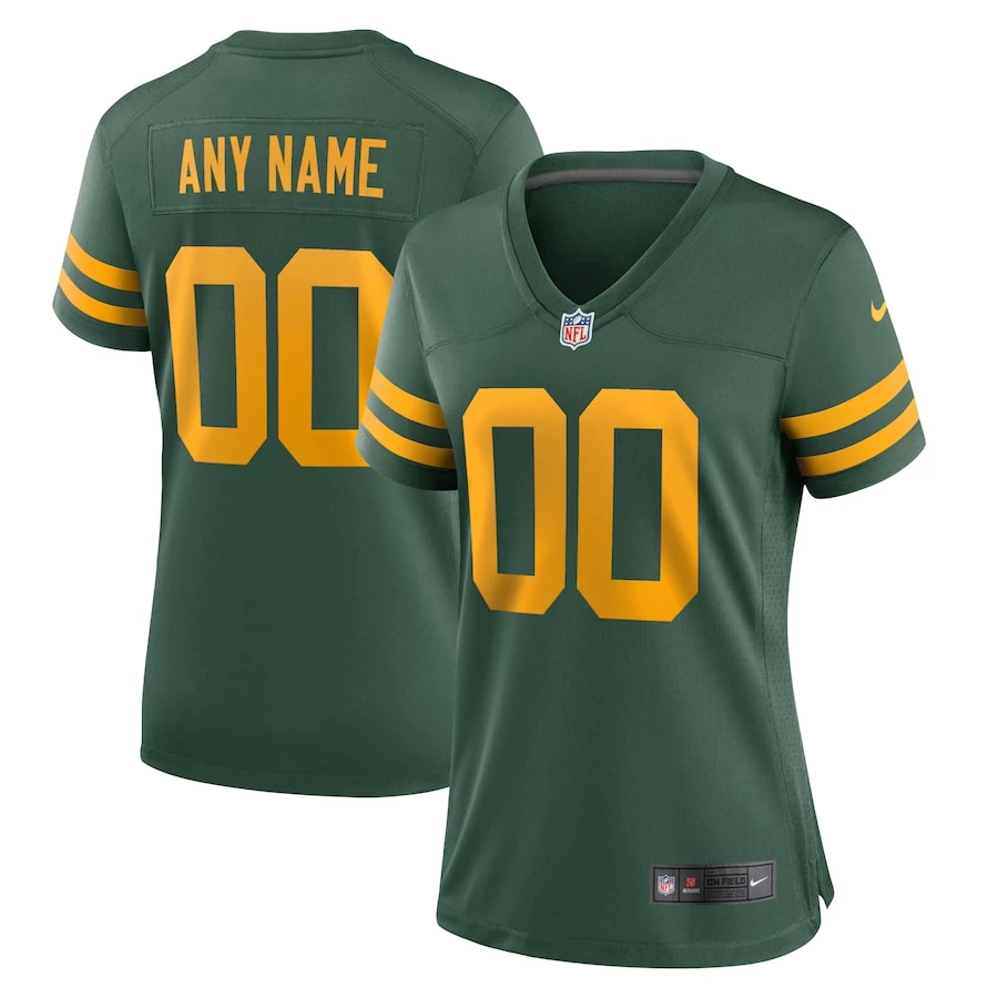 Women's Green Bay Packers Nike Green Alternate Custom Jersey 1 Women's Green Bay Packers Nike Green Alternate Custom Jersey