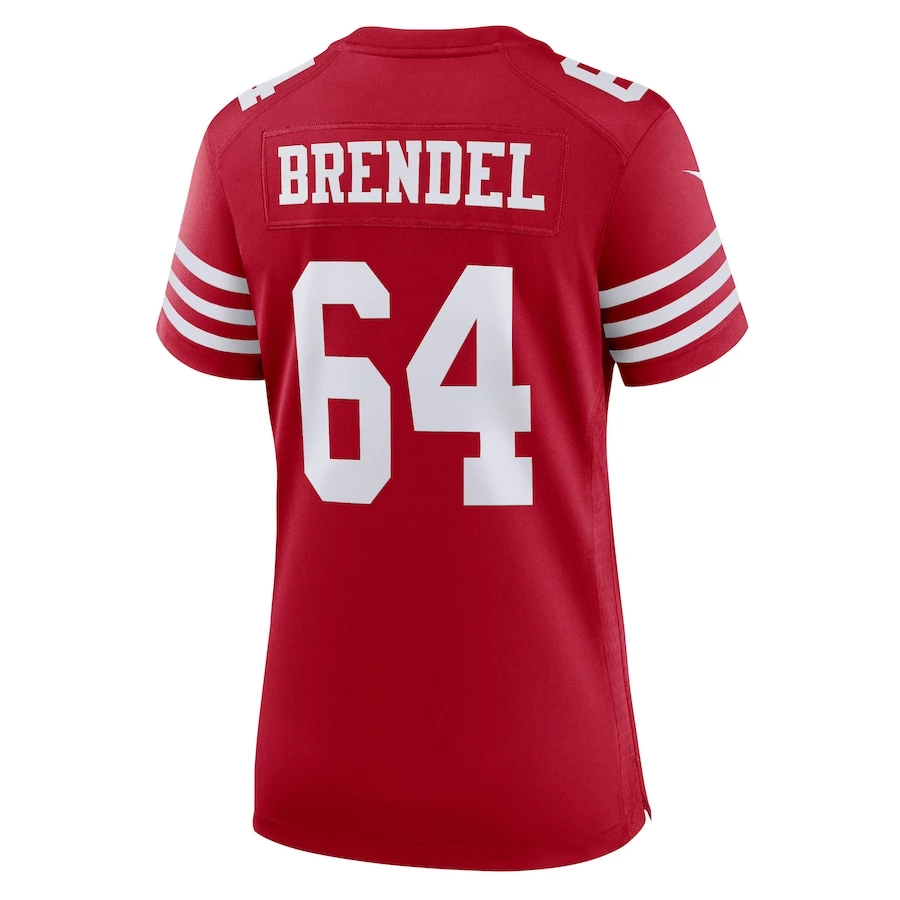 Women's San Francisco 49ers Jake Brendel Nike Scarlet Game Player Jersey 4 Women's San Francisco 49ers Jake Brendel Nike Scarlet Game Player Jersey - Image 4