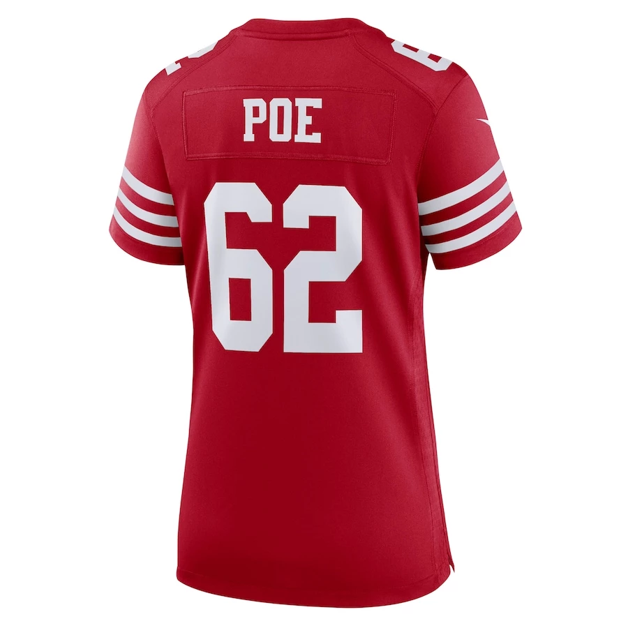 Women's San Francisco 49ers Jason Poe Nike Scarlet Game Player Jersey 4 Women's San Francisco 49ers Jason Poe Nike Scarlet Game Player Jersey - Image 4