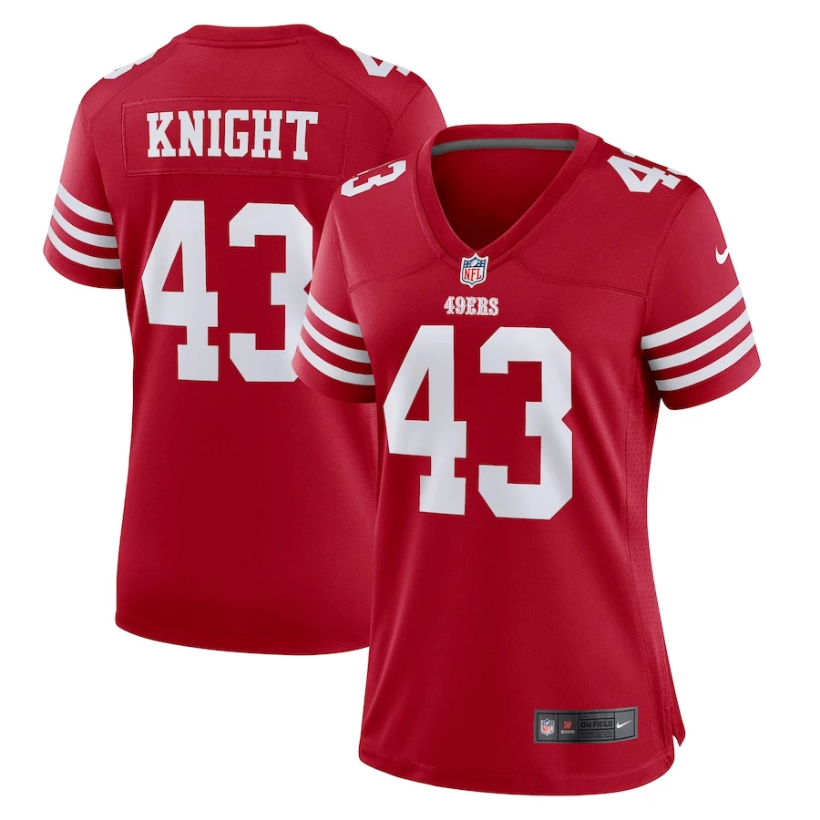 Women's San Francisco 49ers Qwuantrezz Knight Nike Scarlet Game Player Jersey 1 Women's San Francisco 49ers Qwuantrezz Knight Nike Scarlet Game Player Jersey