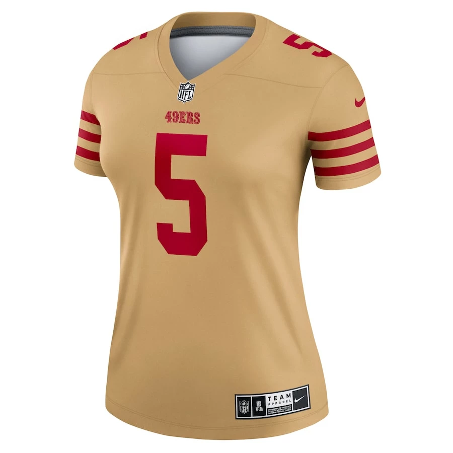 Women's San Francisco 49ers Trey Lance Nike Gold Team Inverted Legend Jersey 3 Women's San Francisco 49ers Trey Lance Nike Gold Team Inverted Legend Jersey - Image 3