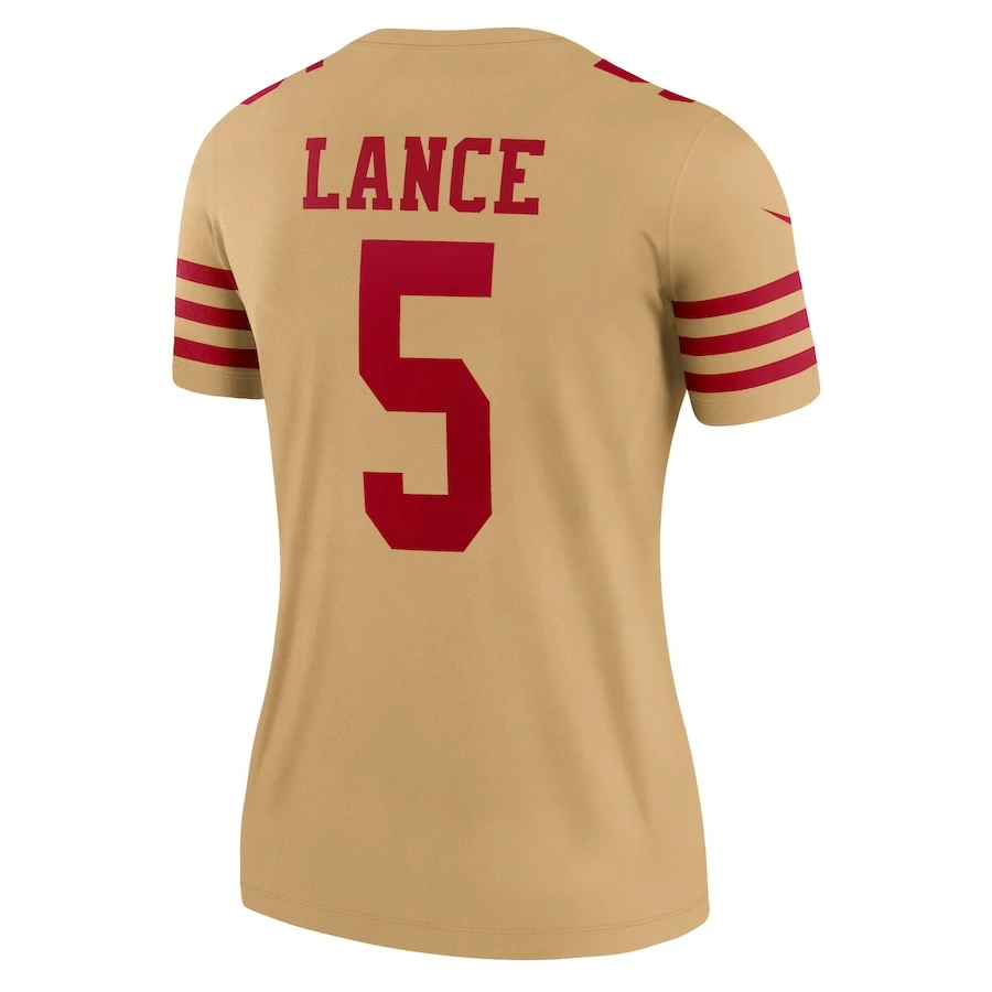Women's San Francisco 49ers Trey Lance Nike Gold Team Inverted Legend Jersey 4 Women's San Francisco 49ers Trey Lance Nike Gold Team Inverted Legend Jersey - Image 4