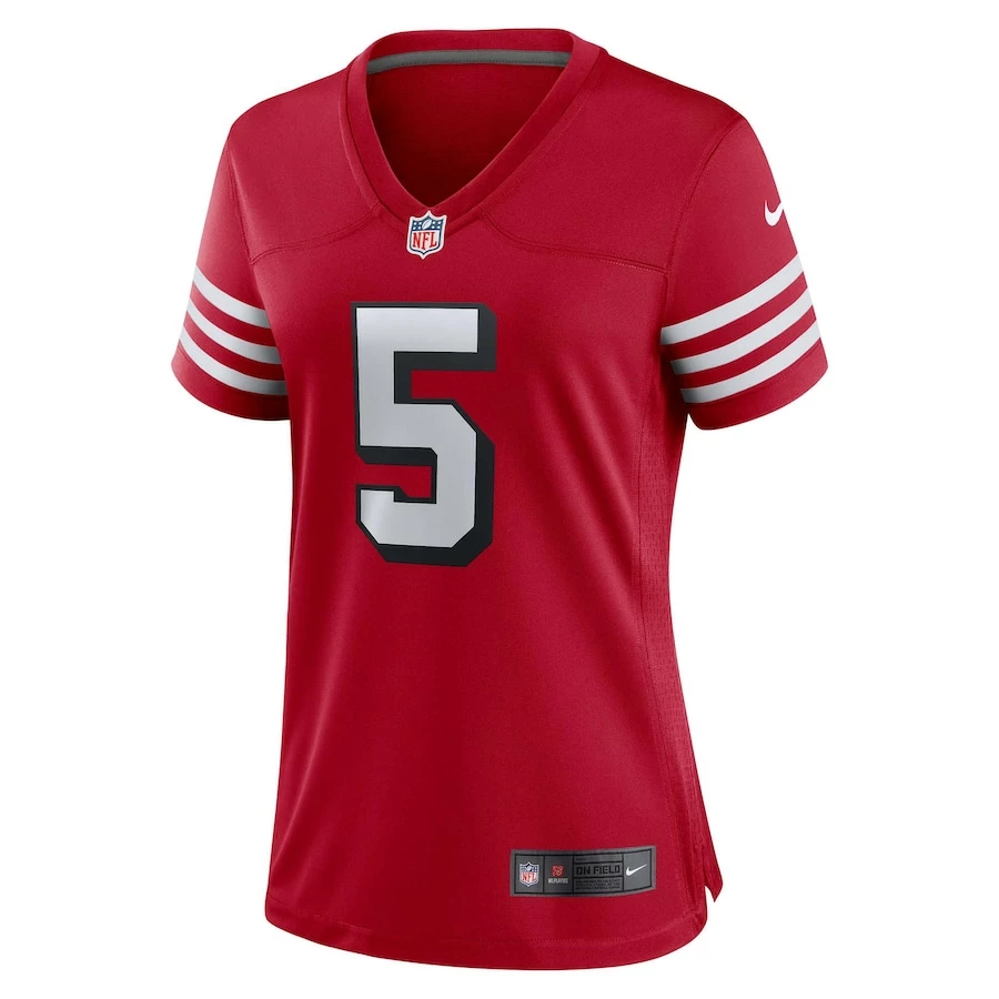 Women's San Francisco 49ers Trey Lance Nike Scarlet Alternate Game Player Jersey 3 Women's San Francisco 49ers Trey Lance Nike Scarlet Alternate Game Player Jersey - Image 3