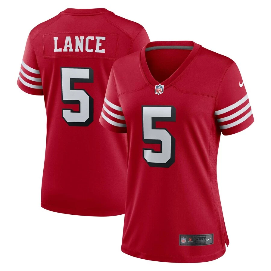 Women's San Francisco 49ers Trey Lance Nike Scarlet Alternate Game Player Jersey 1 Women's San Francisco 49ers Trey Lance Nike Scarlet Alternate Game Player Jersey