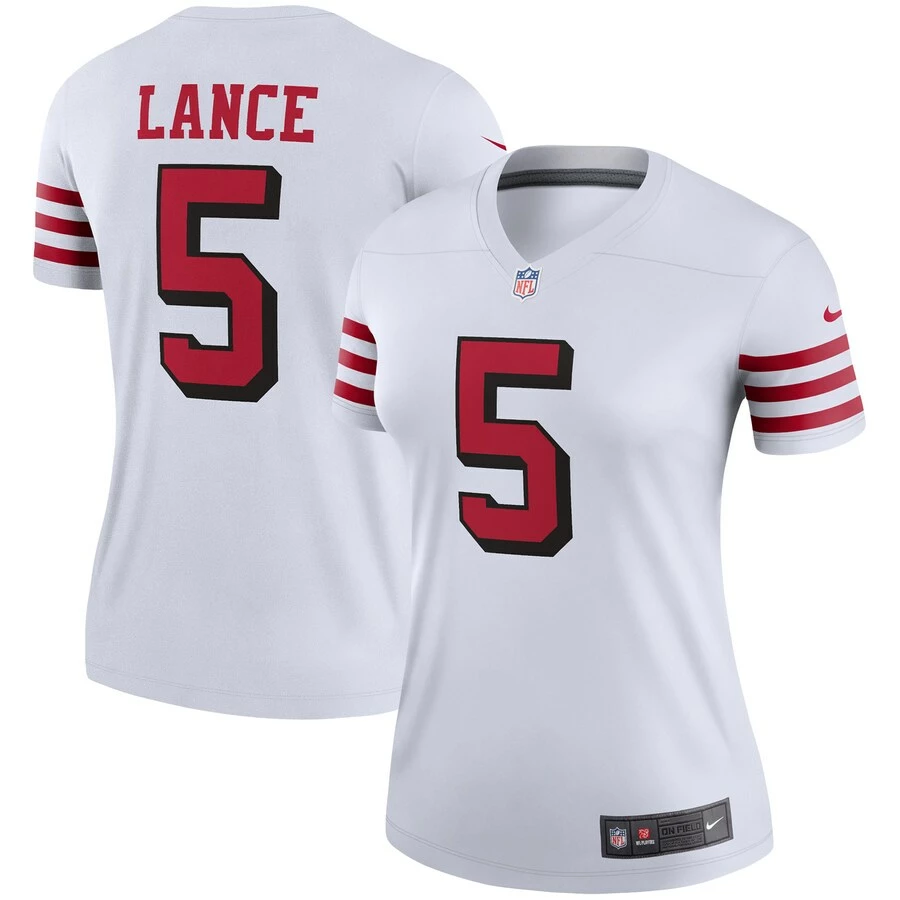 Women's San Francisco 49ers Trey Lance Nike White Alternate Legend Jersey 1 Women's San Francisco 49ers Trey Lance Nike White Alternate Legend Jersey