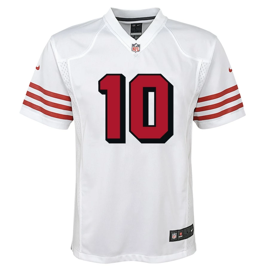 Youth San Francisco 49ers Jimmy Garoppolo Nike White Color Rush Player Game Jersey - Image 3