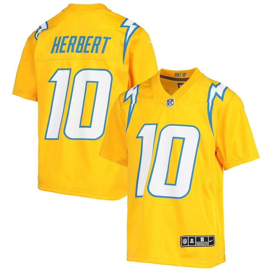 Youth Los Angeles Chargers Justin Herbert Nike Gold Inverted Team Game Jersey 2 Youth Los Angeles Chargers Justin Herbert Nike Gold Inverted Team Game Jersey - Image 2