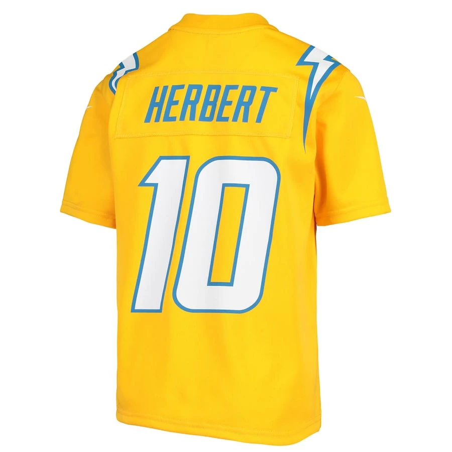 Youth Los Angeles Chargers Justin Herbert Nike Gold Inverted Team Game Jersey 4 Youth Los Angeles Chargers Justin Herbert Nike Gold Inverted Team Game Jersey - Image 4